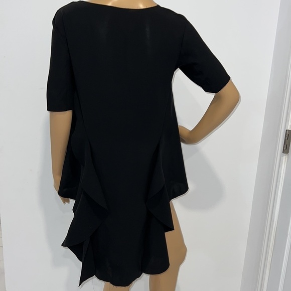 COS Black Laser Cut high low Ruffle Tunic top size 2 - Picture 3 of 12